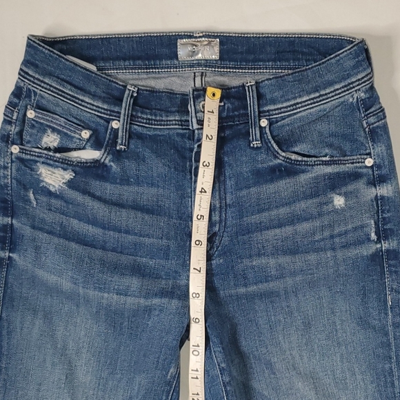 Mother The Weekender Fray Mid-Rise Flared Jeans Sz 25 US Original Blue Denim - Picture 11 of 16